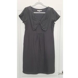 Boden Gray Silk Blend Short Sleeve Bow Front Dress Women's US Sz 10‎ Party Event